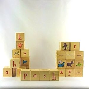 POTTERY BARN WOOD BLOCKS ENTIRE ALPHABET CLASSIC TODDLER TOY